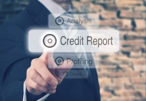 Businessman clicking on credit report button