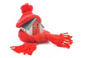 Home wrapped in a red scarf