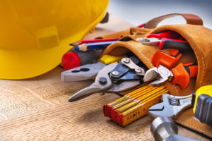 Toolbelt with hardhat for home improvement contractor