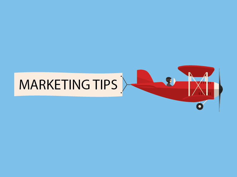 Airplane with Marketing Tips Banner