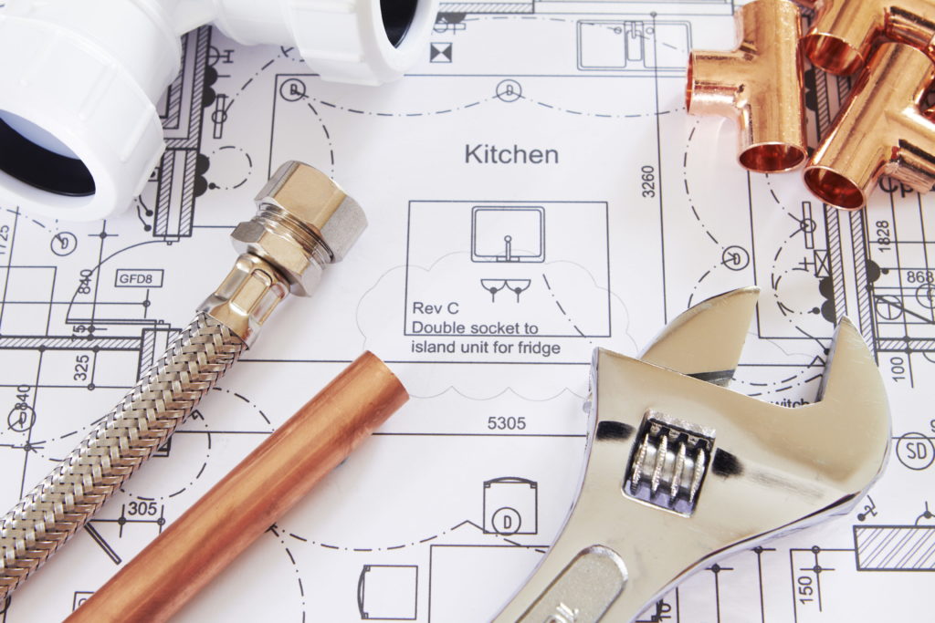 Kitchen plans with plumbing tools