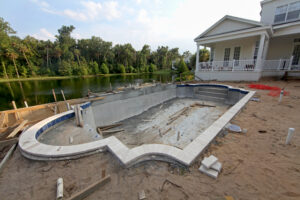 Top-view of a pool under construction