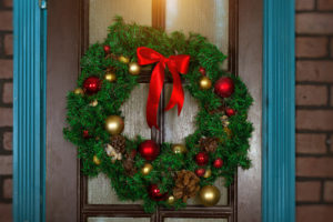 Christmas wreath on the door.