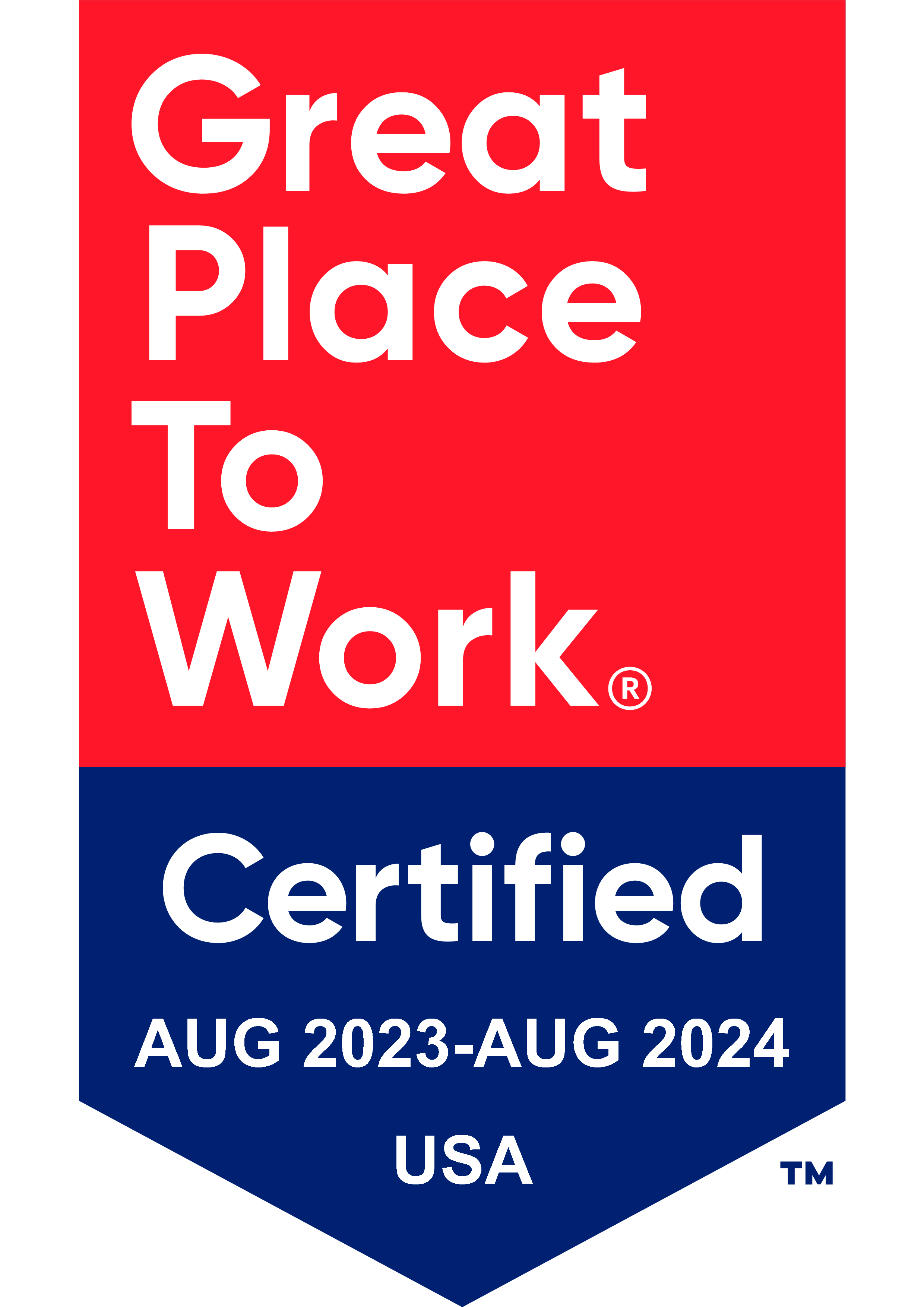 Great Place to Work Certified Aug 2023-Aug 2024