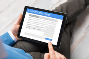 Sample application form on tablet