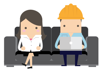 Contractor and Customer sitting on couch