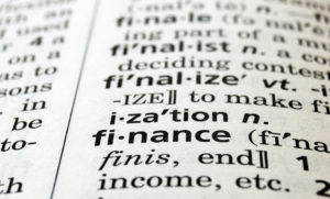 A book showing the definition of finance