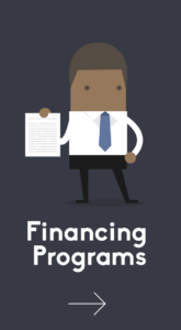 Man holding paper with financing programs text