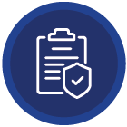 clipboard with checkmark blue circle icon