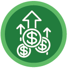 sales and revenue circle icon green