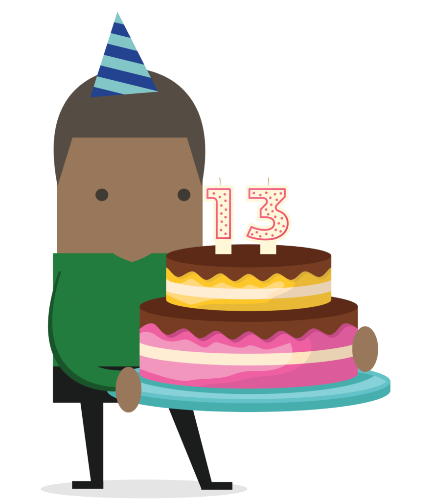 13th birthday ffc man with cake